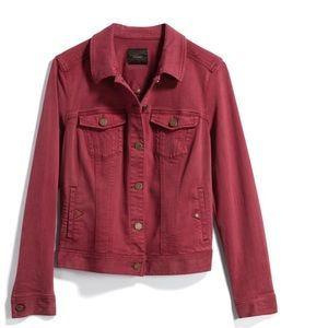 Red jean jacket from Stitch Fix.